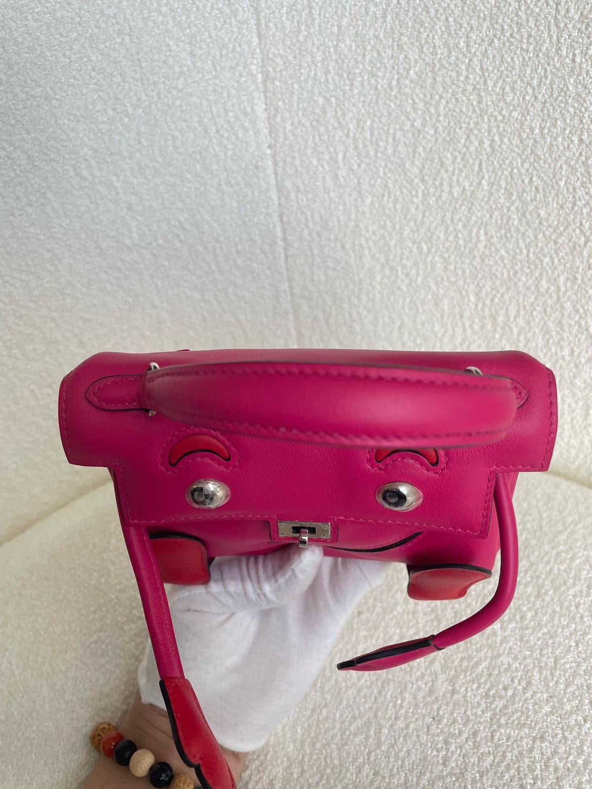 Hermes Kelly doll Pink Red Swift leather palladium hardware
