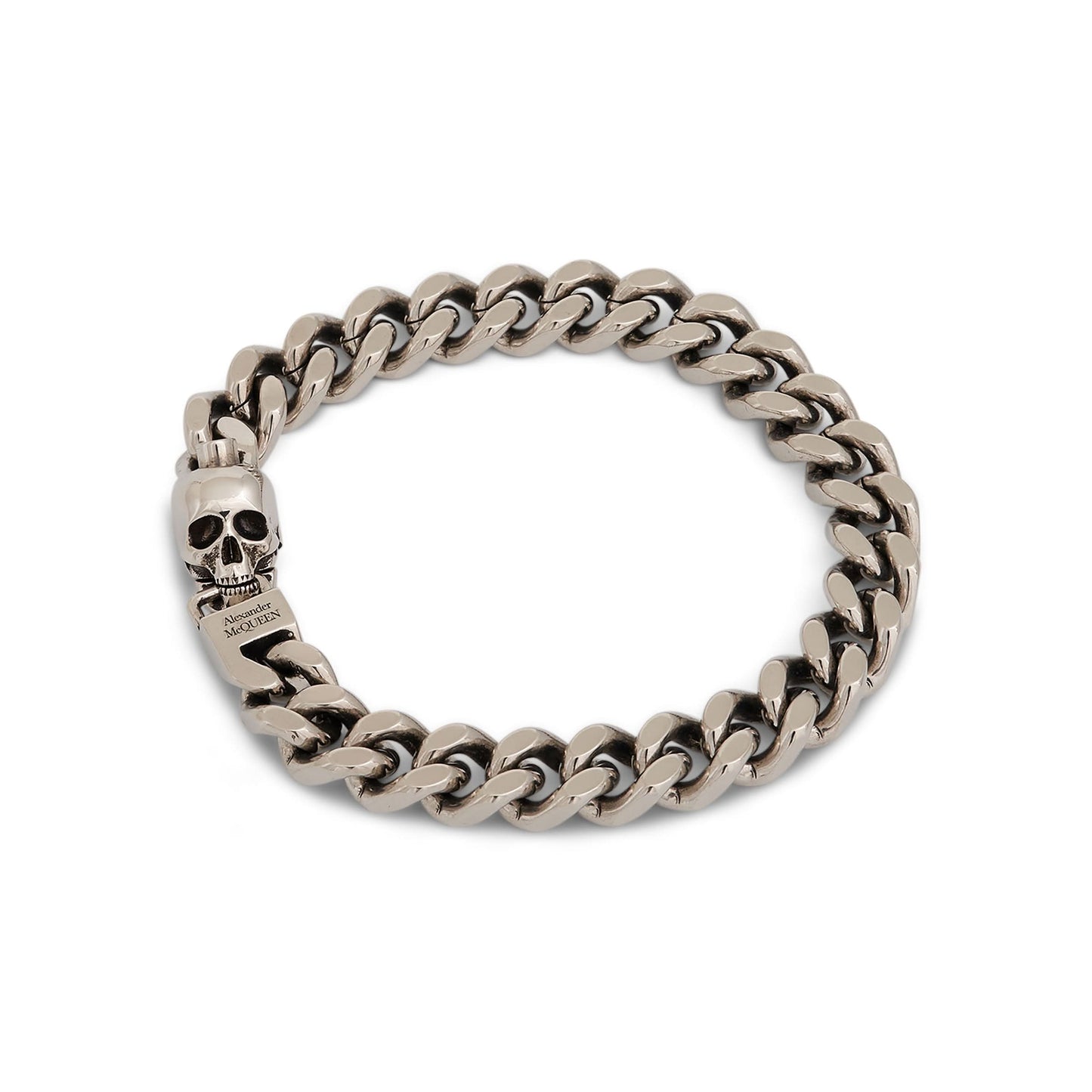 Skull Chain Bracelet in Antique Silver