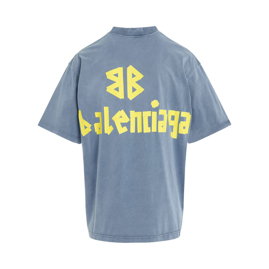 Tape Logo Vintage T-Shirt in Faded Blue