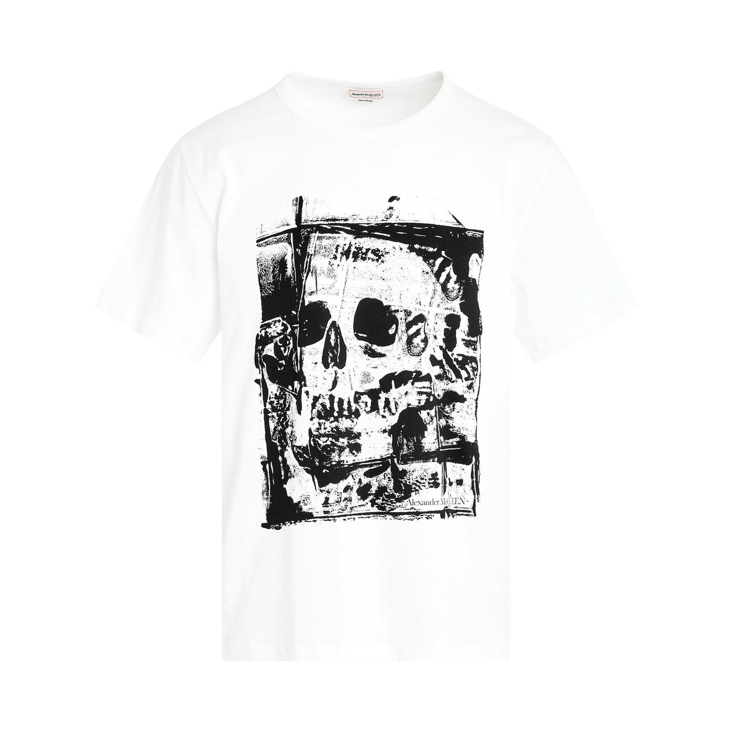 Fold Skull Print T-Shirt in White/Black