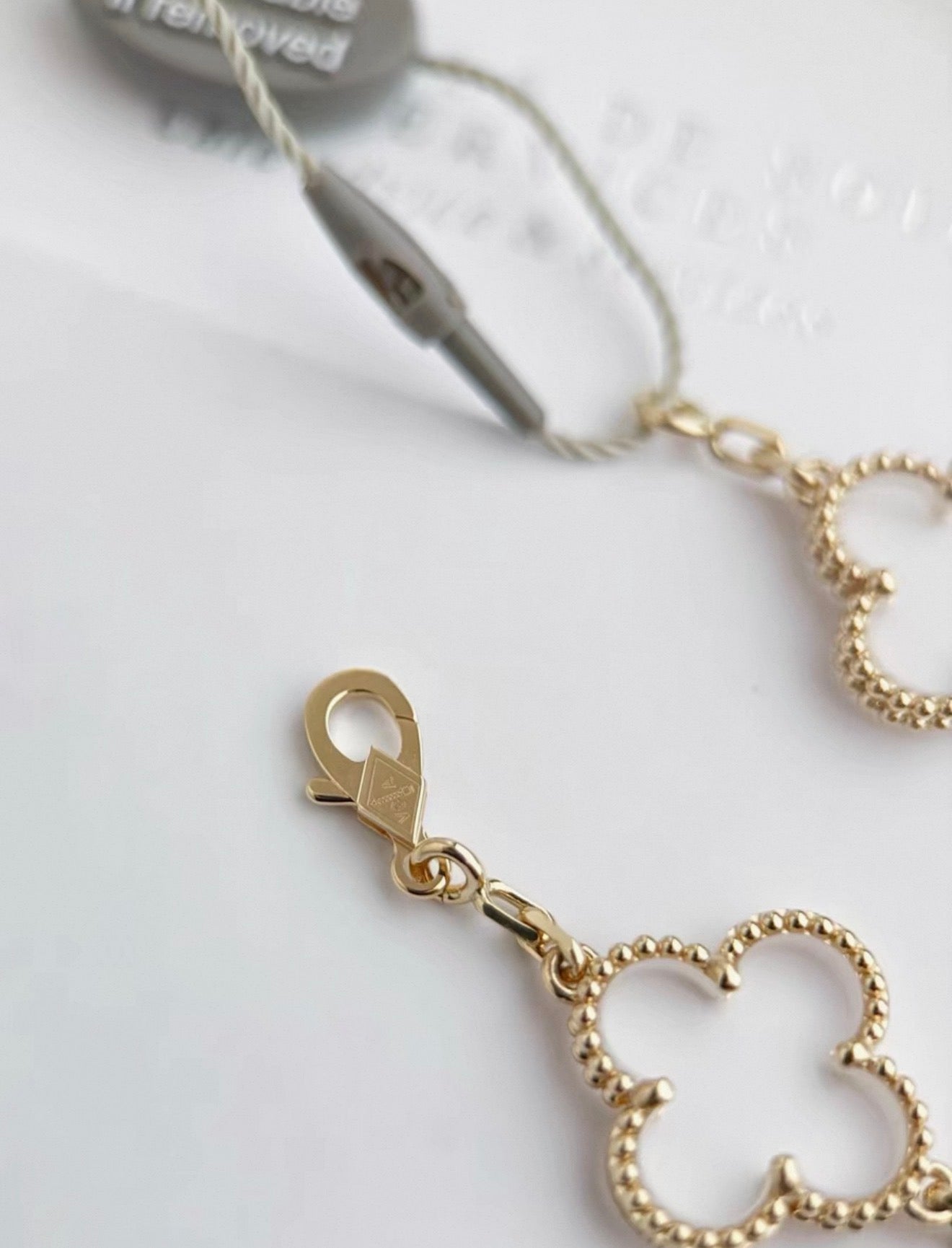 VAN CLEEF & ARPELS 18K Yellow Gold Rock Crystal 5 Motifs Vintage Alhambra Bracelet