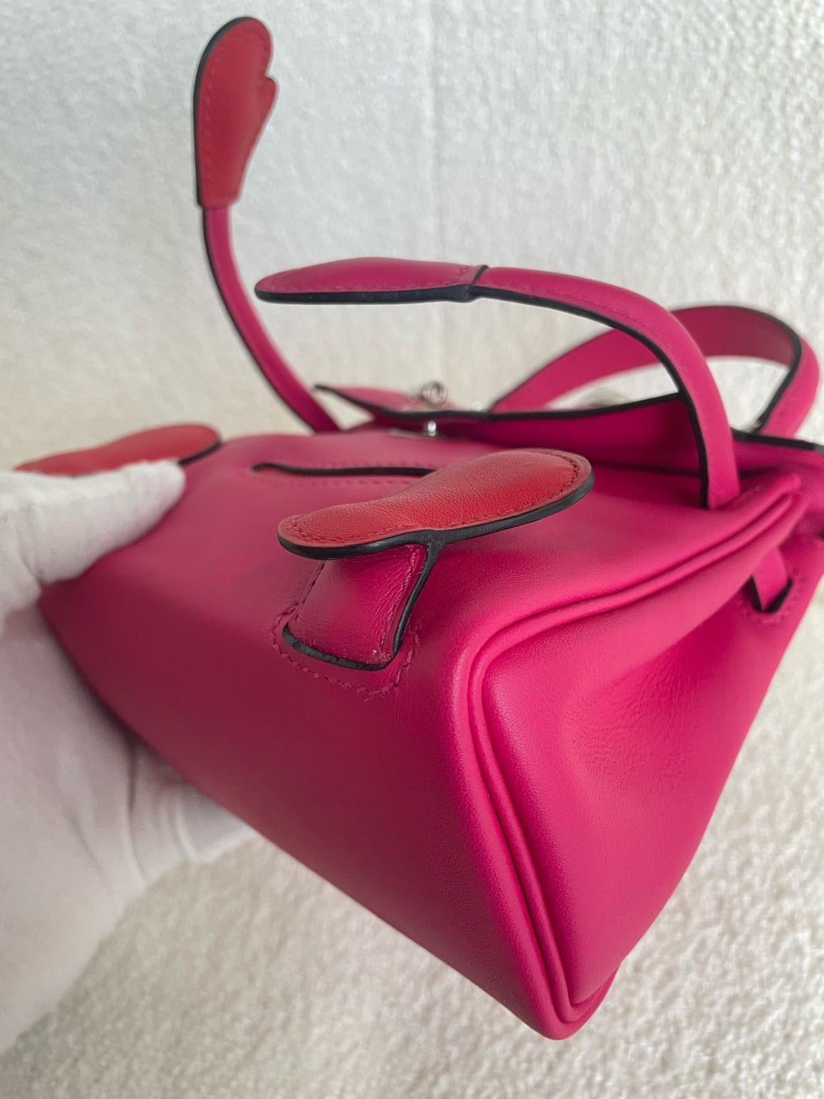 Hermes Kelly doll Pink Red Swift leather palladium hardware