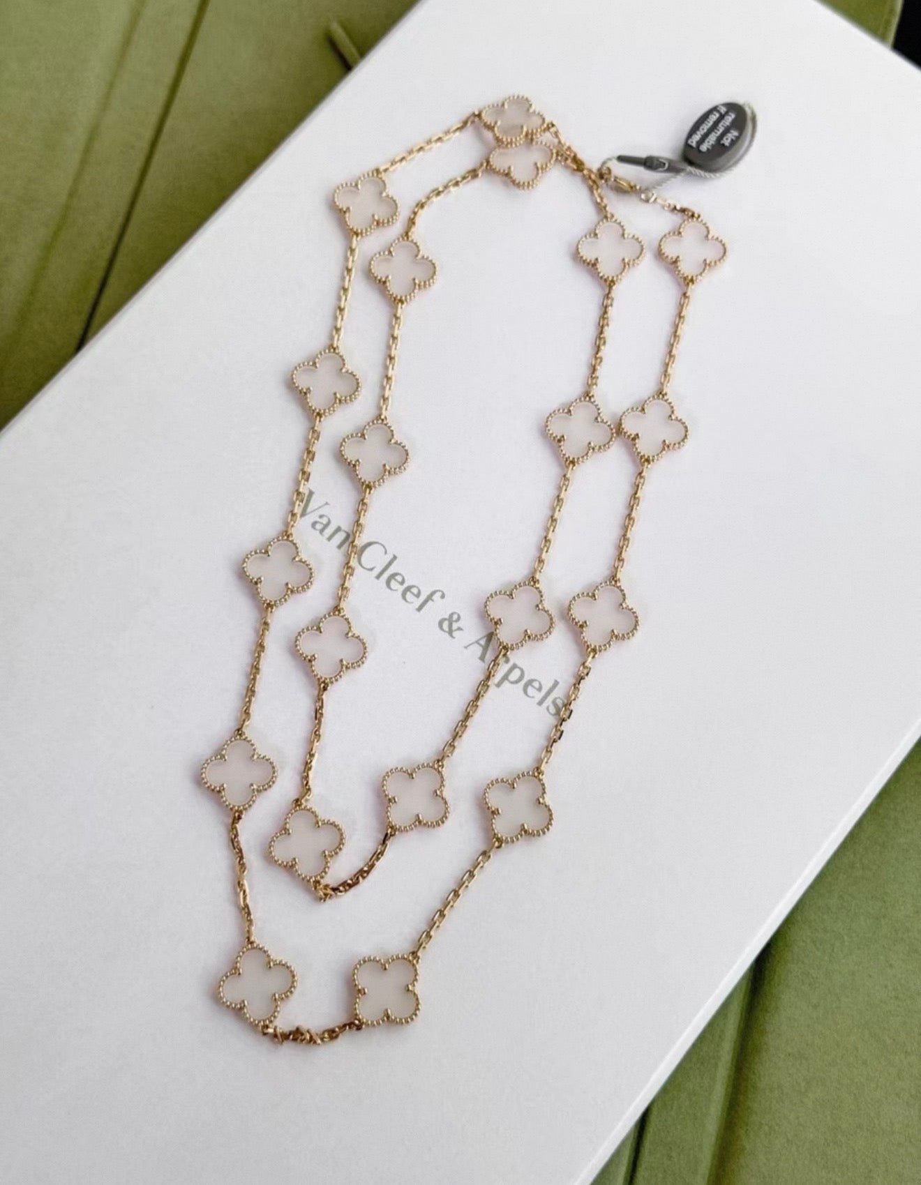 Van Cleef & Arpels Gold and Rock Crystal Vintage Alhambra 20 Motifs Long Necklace, Chain