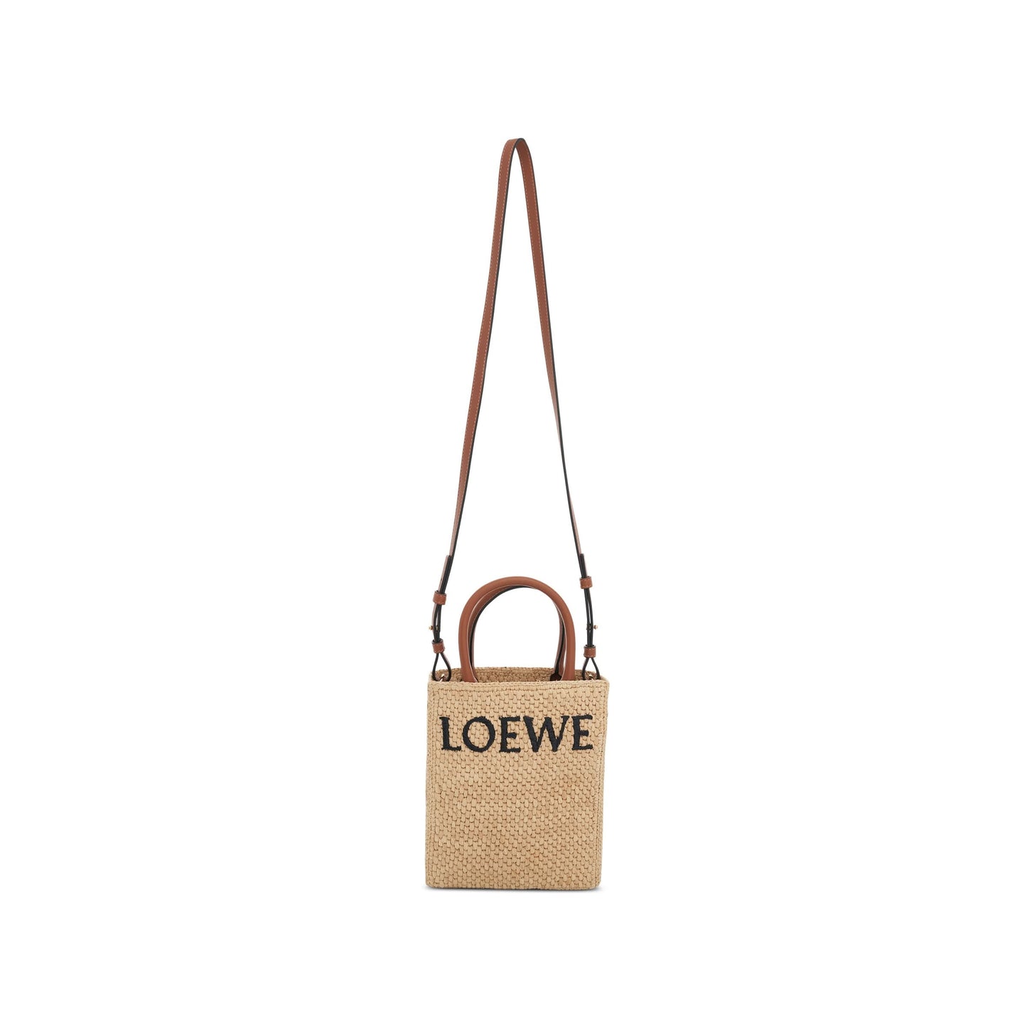 Standard A5 Tote Bag in Raffia in Natural/Black