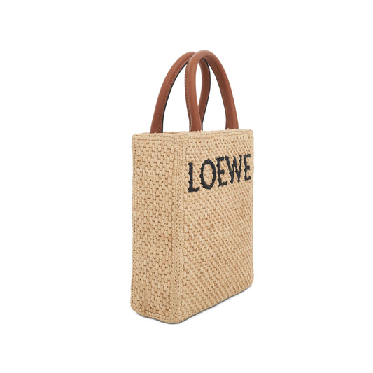 Standard A5 Tote Bag in Raffia in Natural/Black