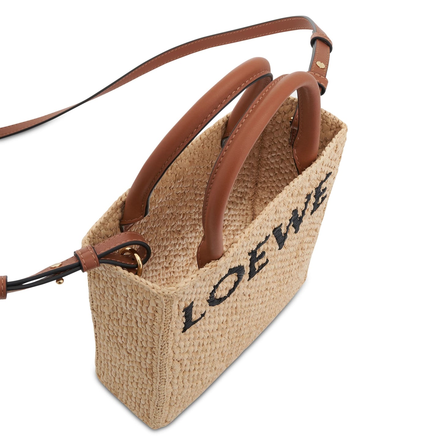 Standard A5 Tote Bag in Raffia in Natural/Black