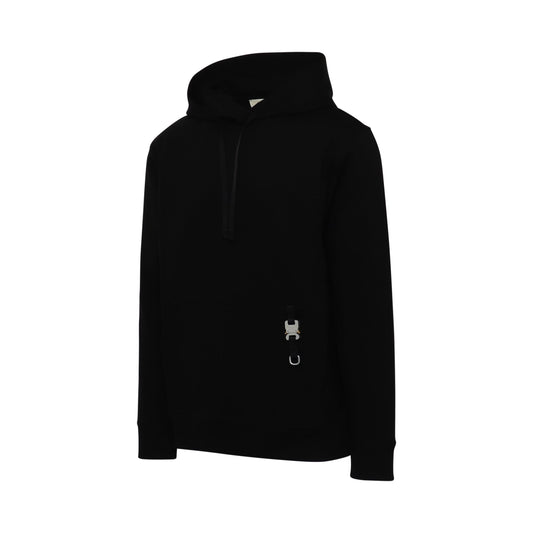 Buckle Drawstring Hoodie in Black