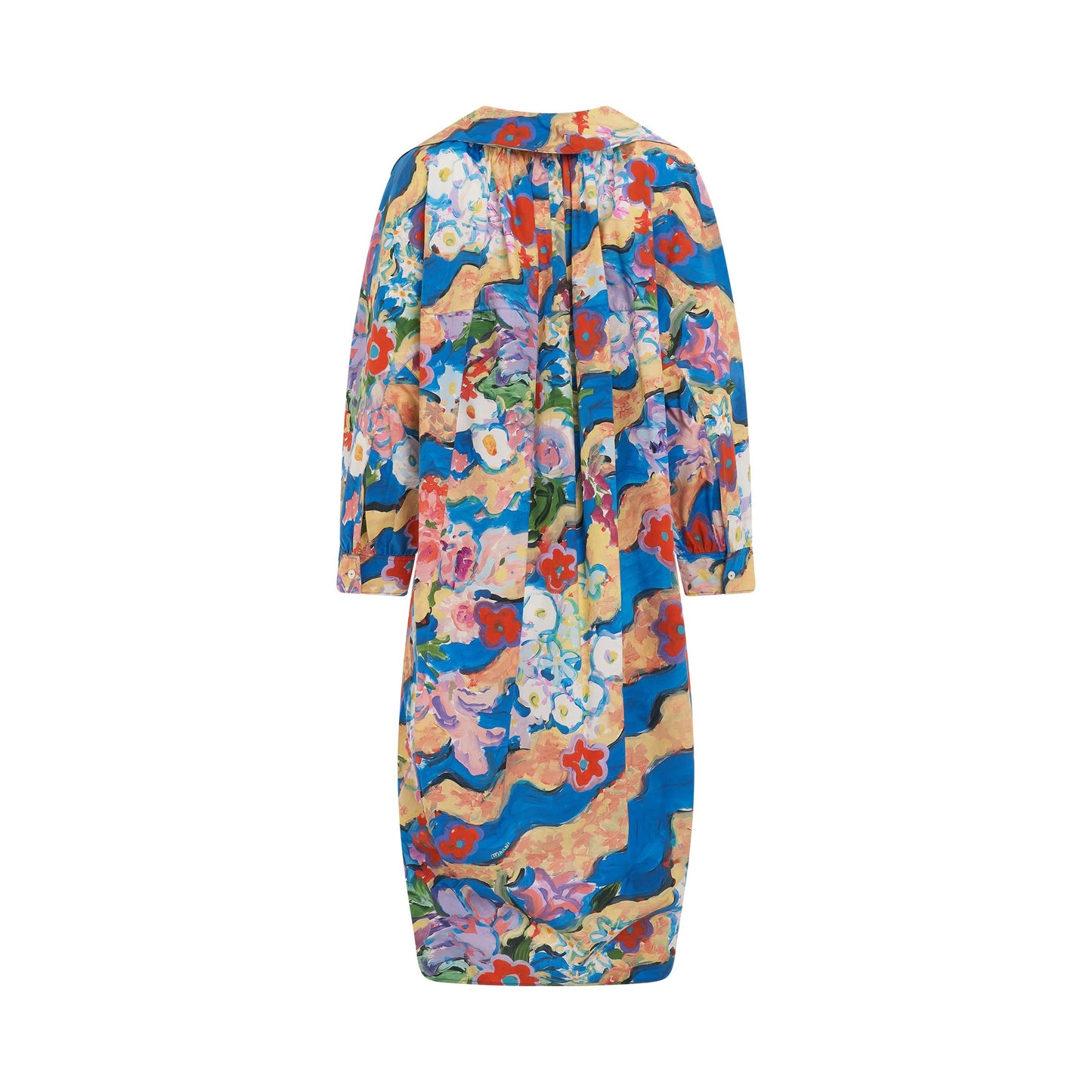 Printed Poplin Dress in Cobalt