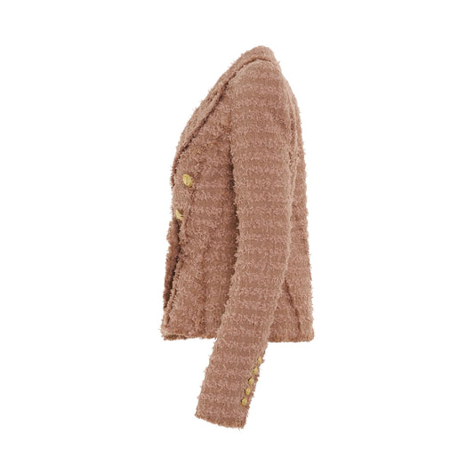 8 Button Tweed Jacket in Dark Nude