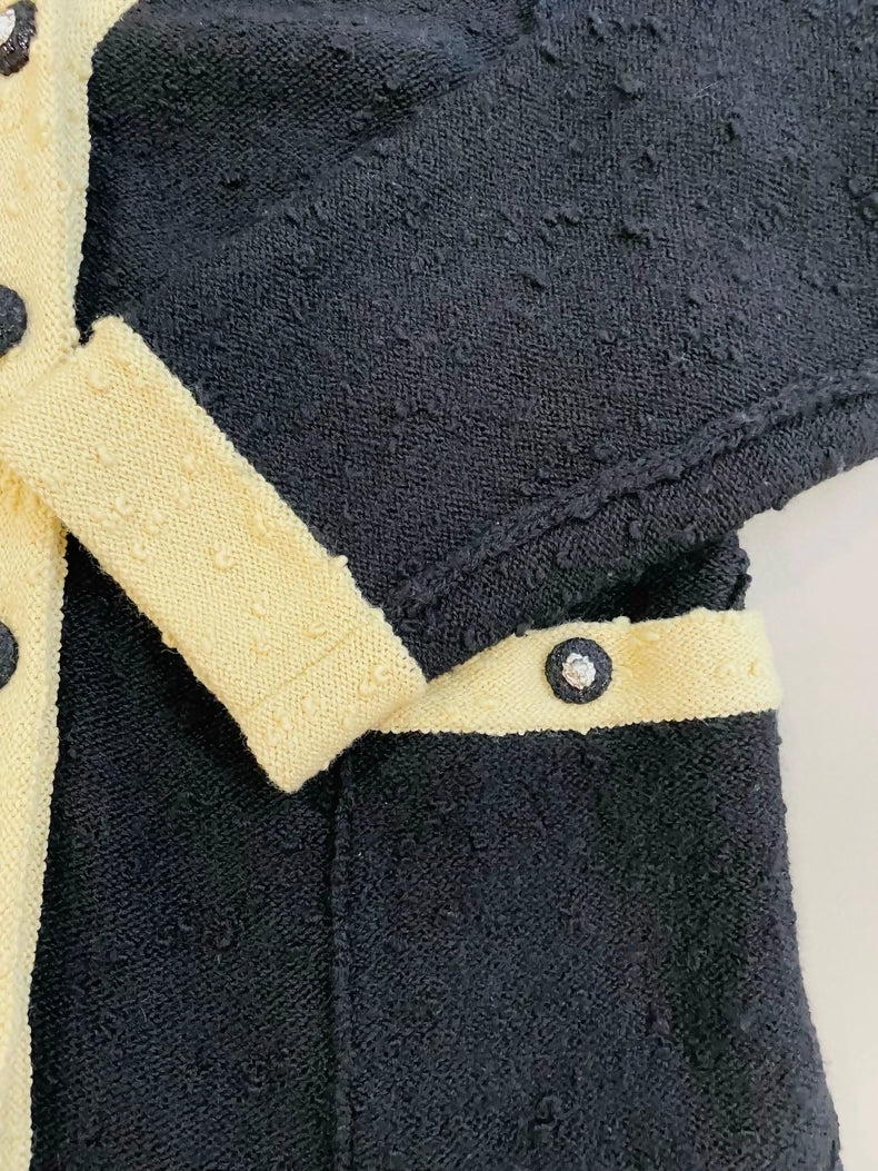 Chanel 24K black and yellow wool knit cardigan