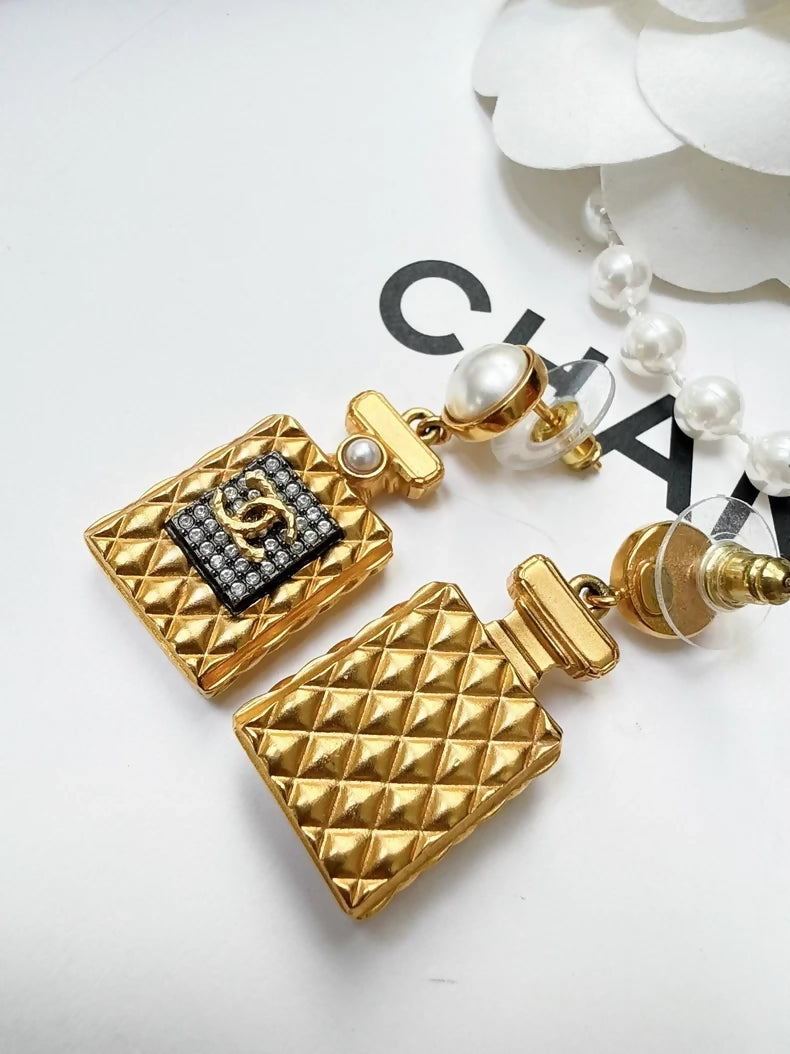 Chanel 20A Pearl Perfume Bottle Earrings