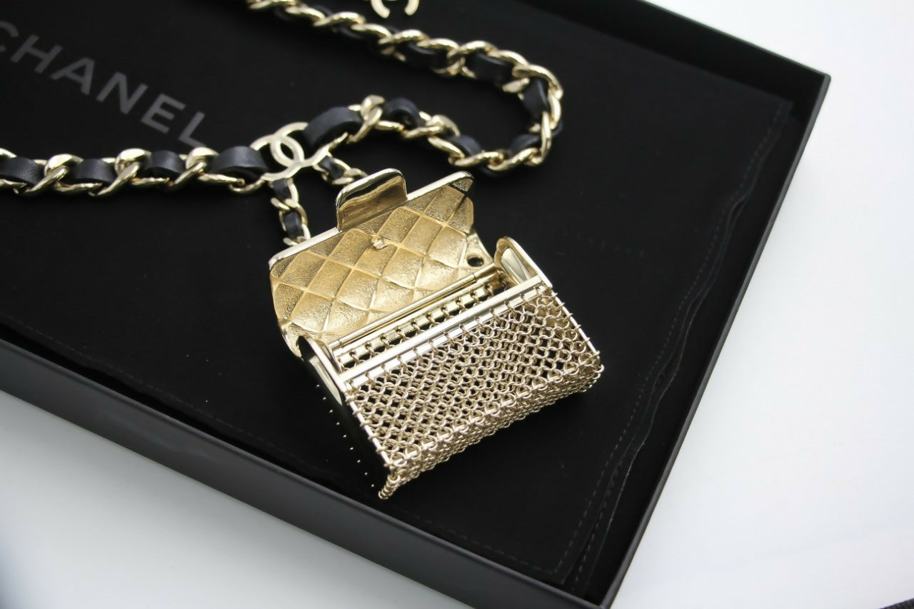 Chanel B21S Metal Handbag Leather Chain Waist Chain 90cm
