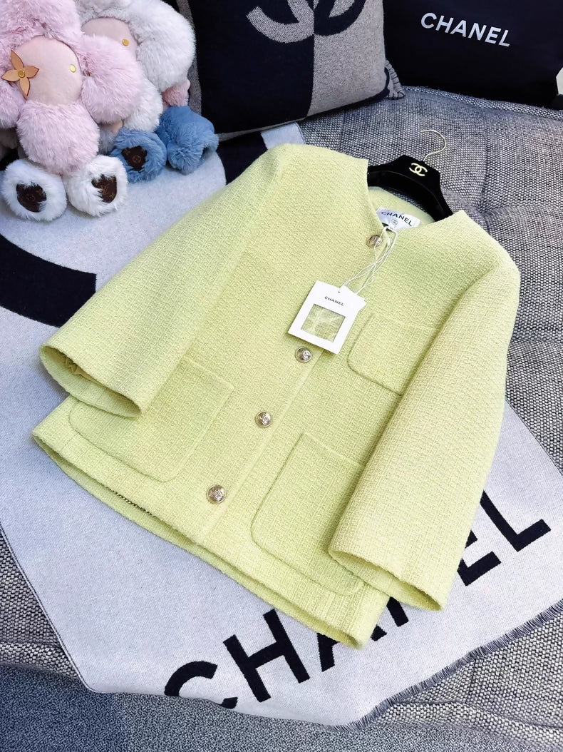 Chanel 20k Green Tweed Jacket