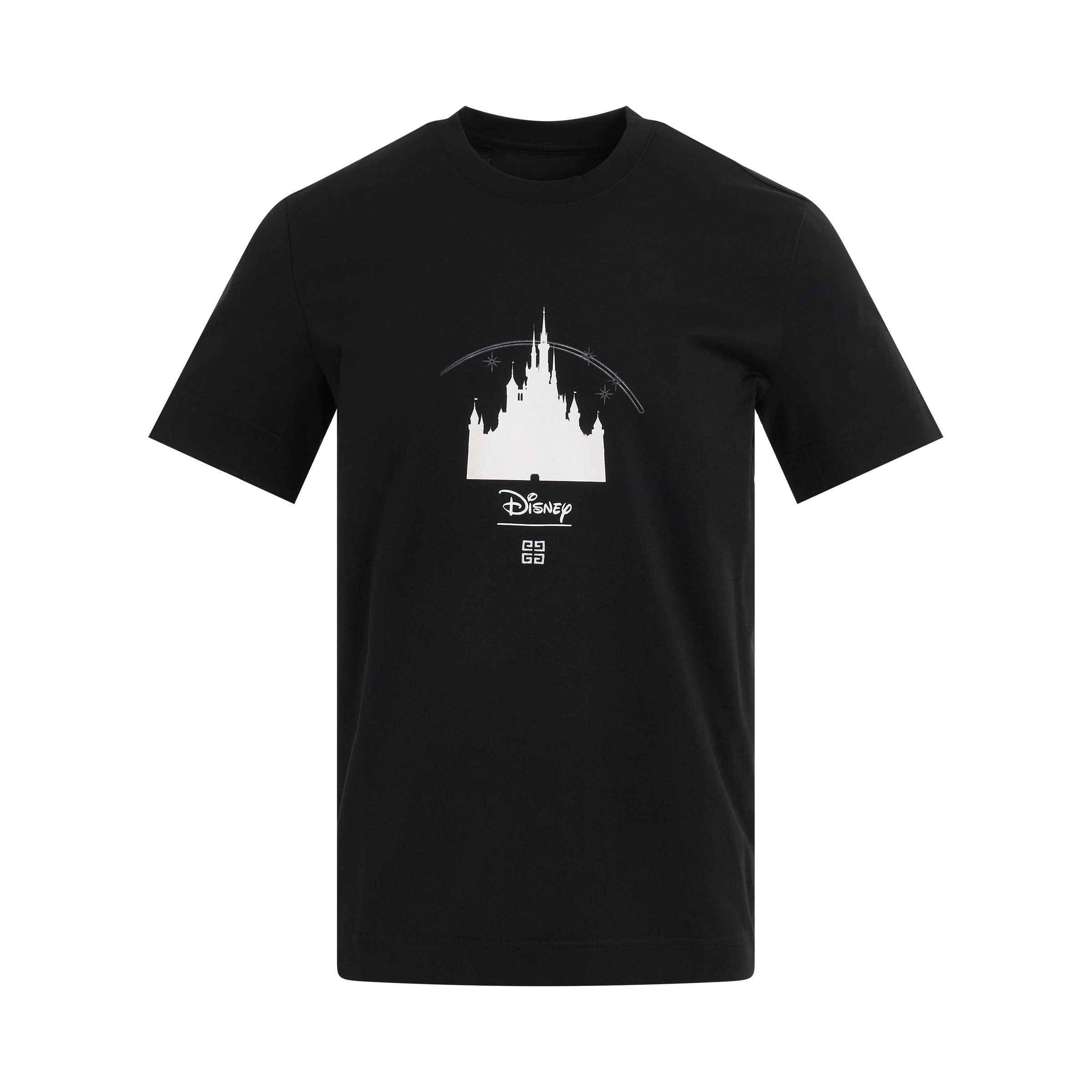 Disney Castle Print Slim Fit T-Shirt in Black