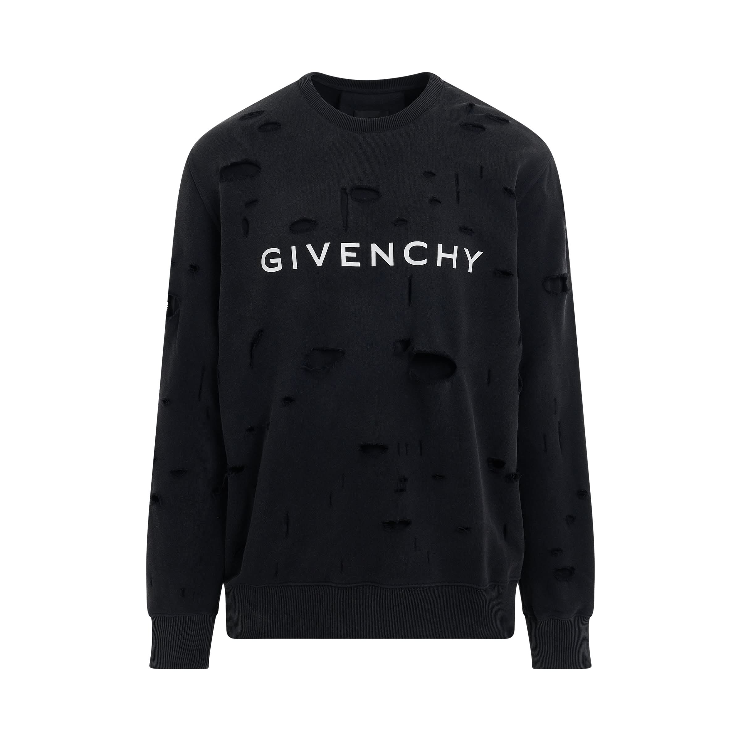 Archetype Sweatshirt with Destroyed Effect in Faded Black