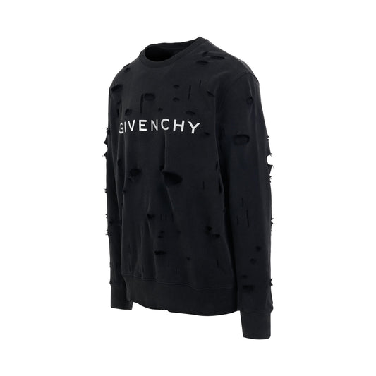 Archetype Sweatshirt with Destroyed Effect in Faded Black