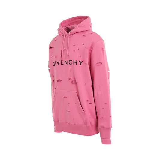 Archetype Hoodie with Destroyed Effect in Bright Pink