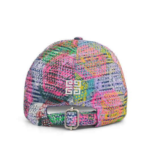 BSTROY Denim Hexagon Print Curved Cap in Multicolour