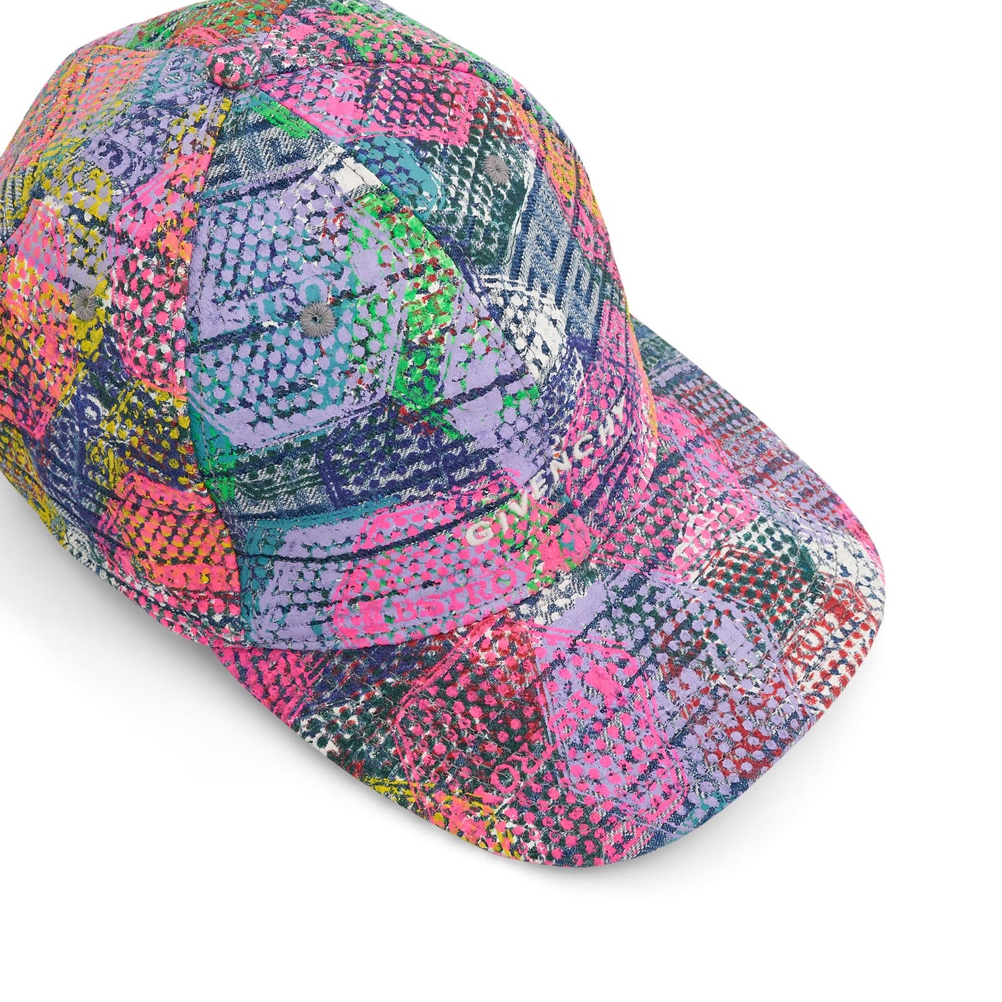 BSTROY Denim Hexagon Print Curved Cap in Multicolour