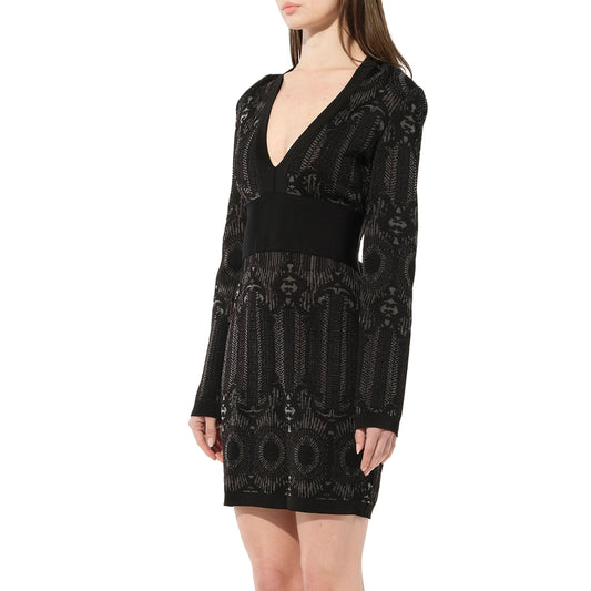 Maille Knit Dress in Black/Silver