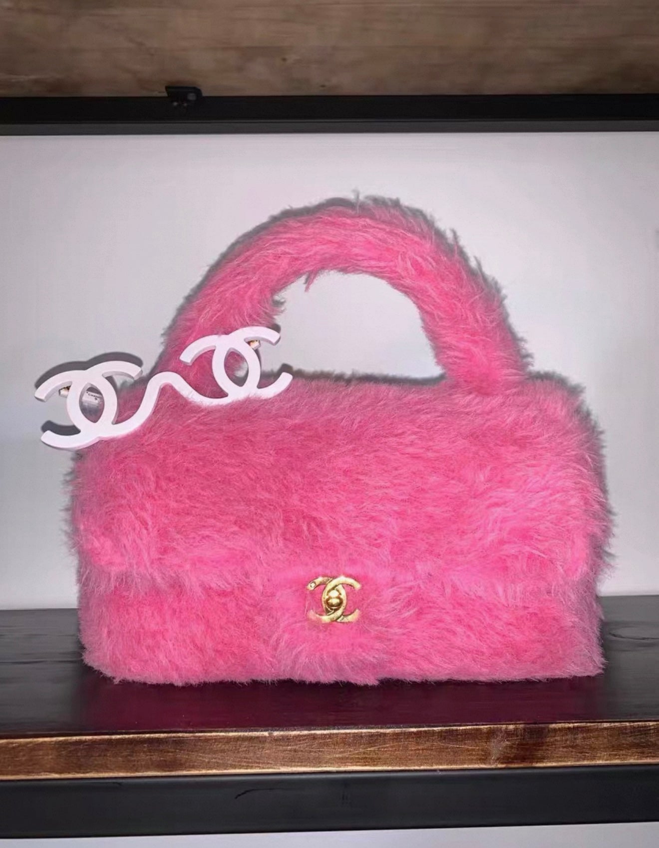 Chanel Vintage 1994 RARE 100% Mink Kelly Flap Bag in Pink