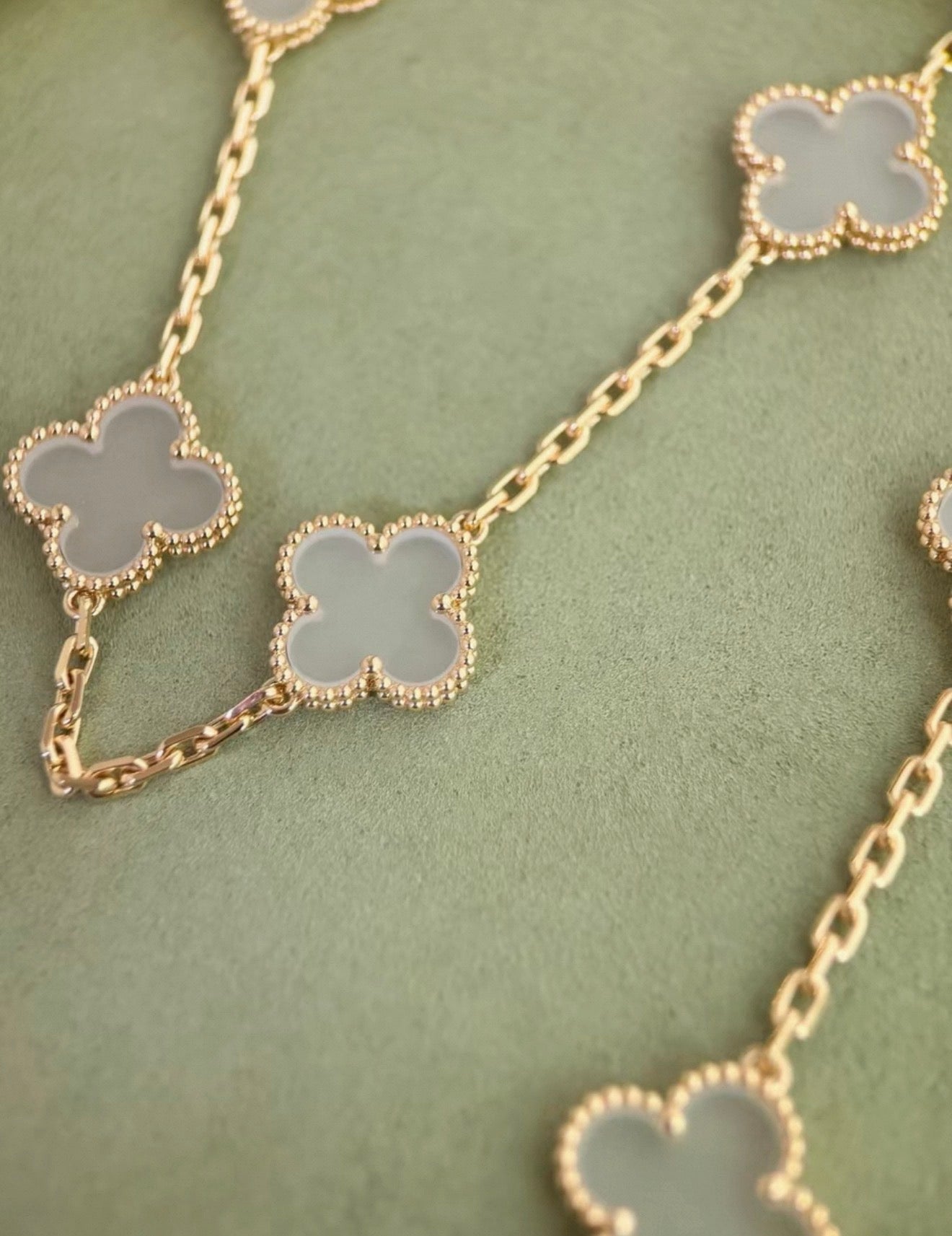 Van Cleef & Arpels Gold and Rock Crystal Vintage Alhambra 20 Motifs Long Necklace, Chain