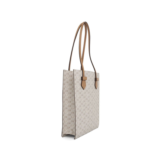 Cannes Vertical Tote MM with Stripes in Champagne