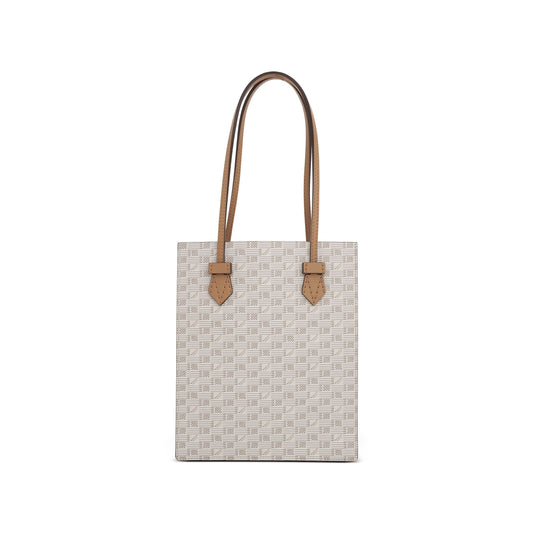 Cannes Vertical Tote MM with Stripes in Champagne