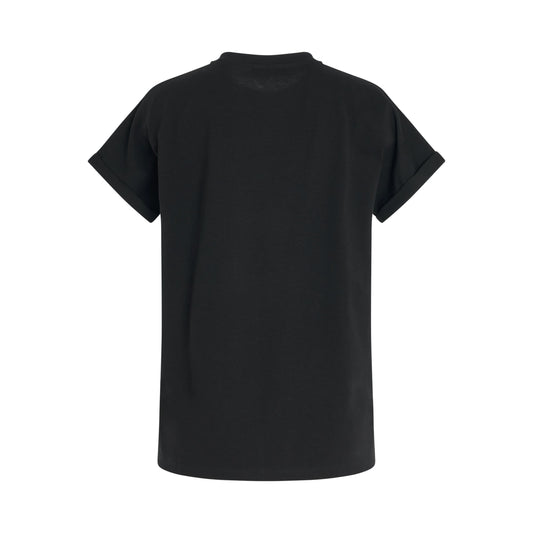 Balmain Signature Paisley Print T-Shirt in Black/Ivory