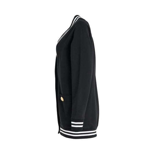 Balmain Signature Jersey Cardigan in Black