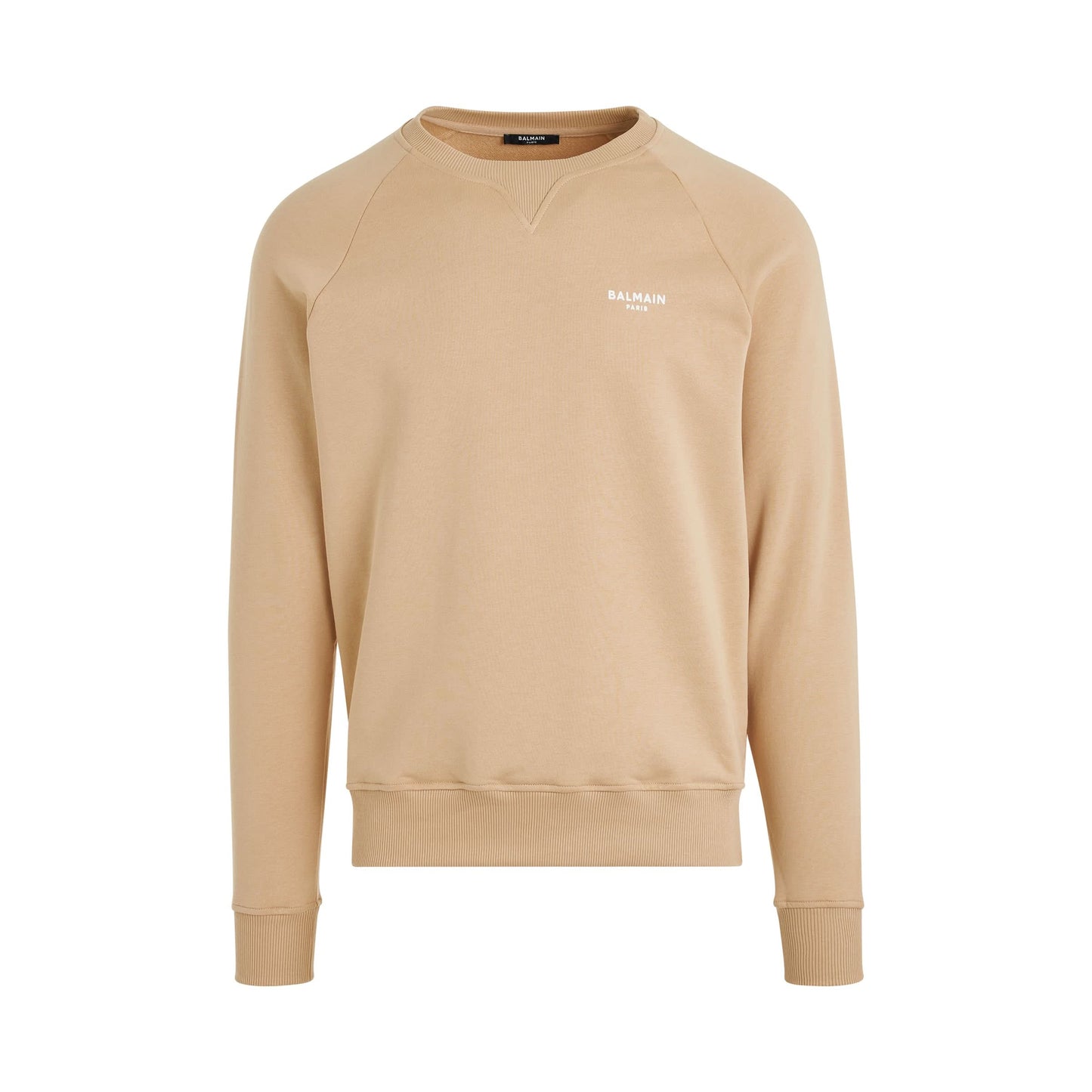 Balmain Flock Sweatshirt in Beige/White