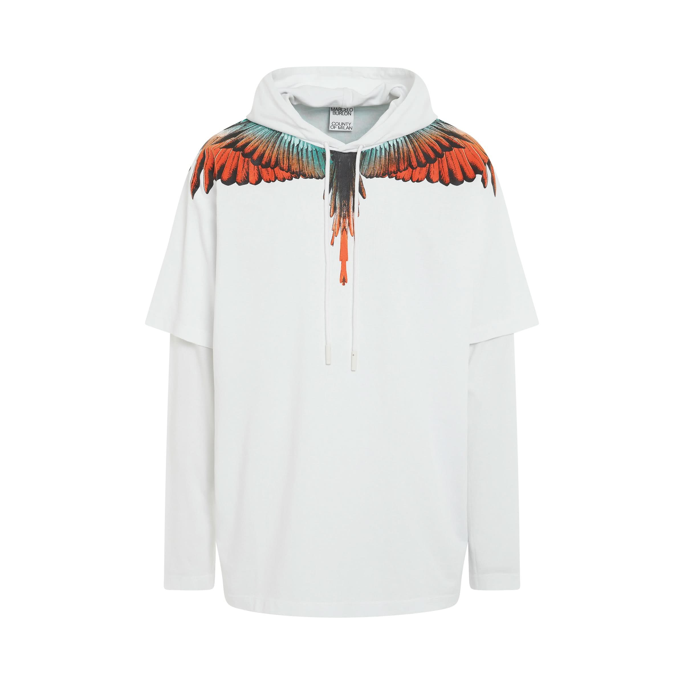 Icon Wings Double Sleeves T-Shirt in White/Orange