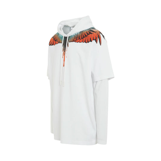 Icon Wings Double Sleeves T-Shirt in White/Orange