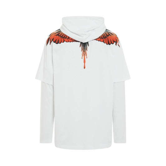 Icon Wings Double Sleeves T-Shirt in White/Orange