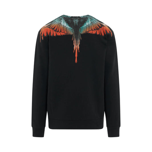 Icon Wings Regular Fit Crewneck in Black/Orange