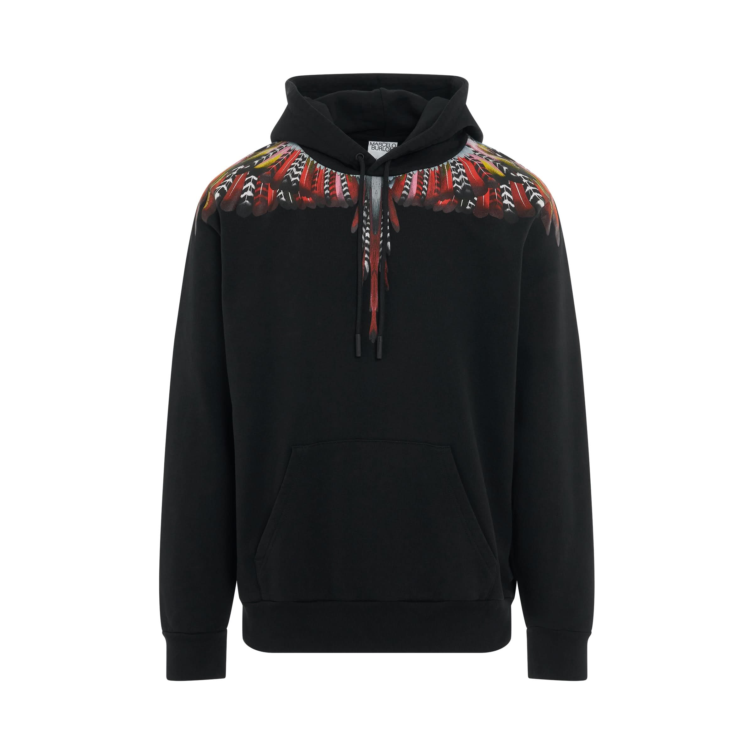 Grizzly Wings Regular Fit Hoodie in Black/Red