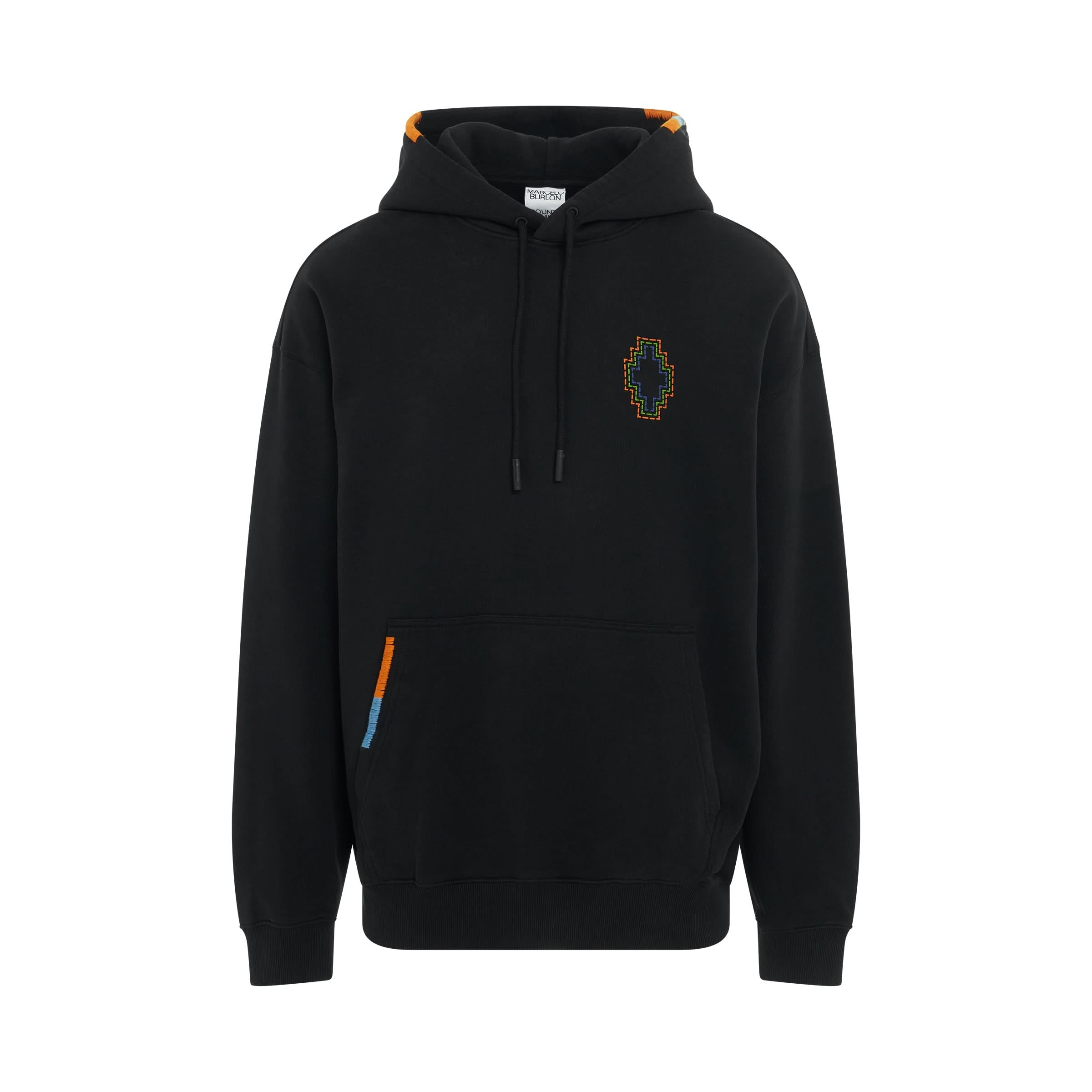 Stitch Cross Comfort Hoodie in Black/Orange