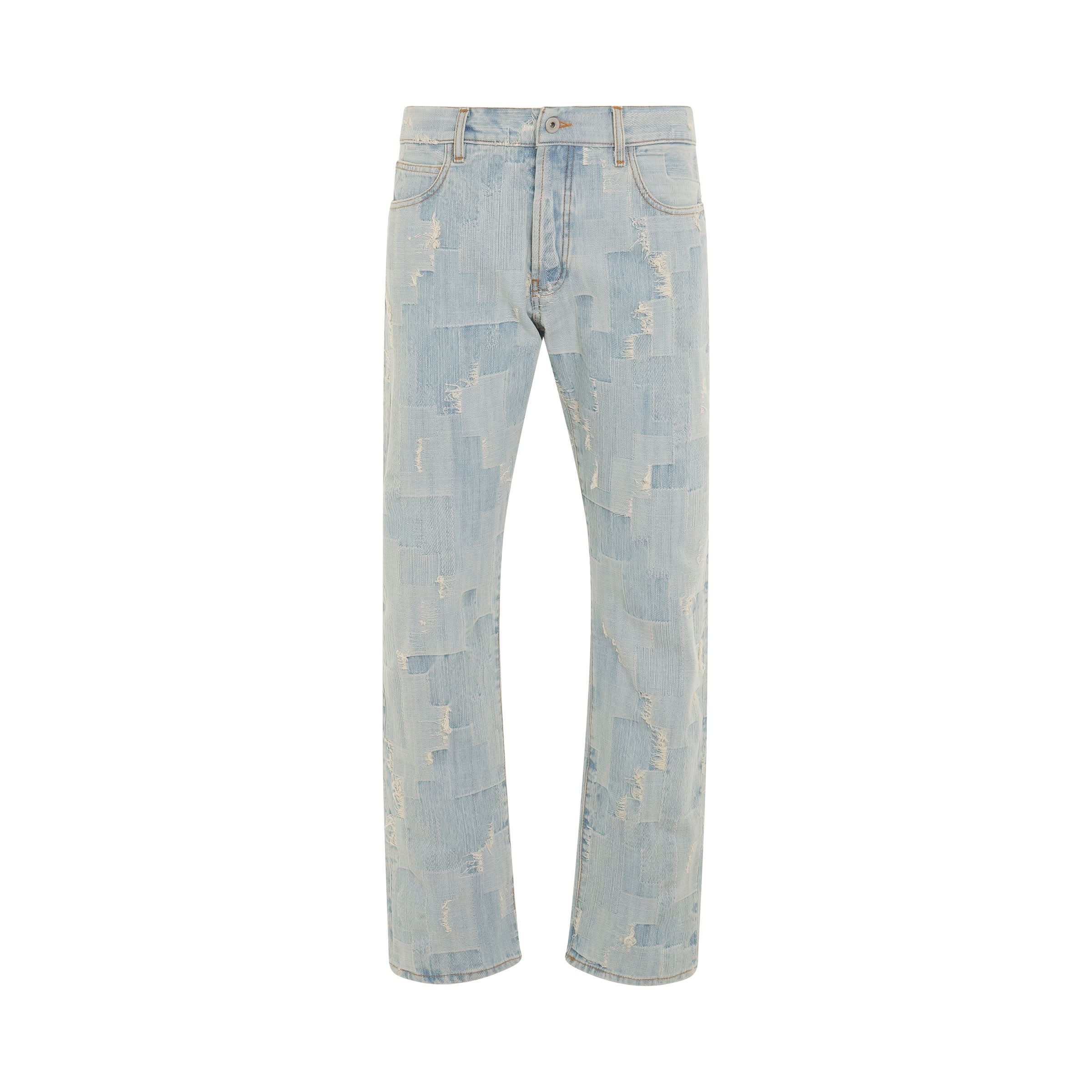 Cross Print DNM Straight Pant in Light Blue