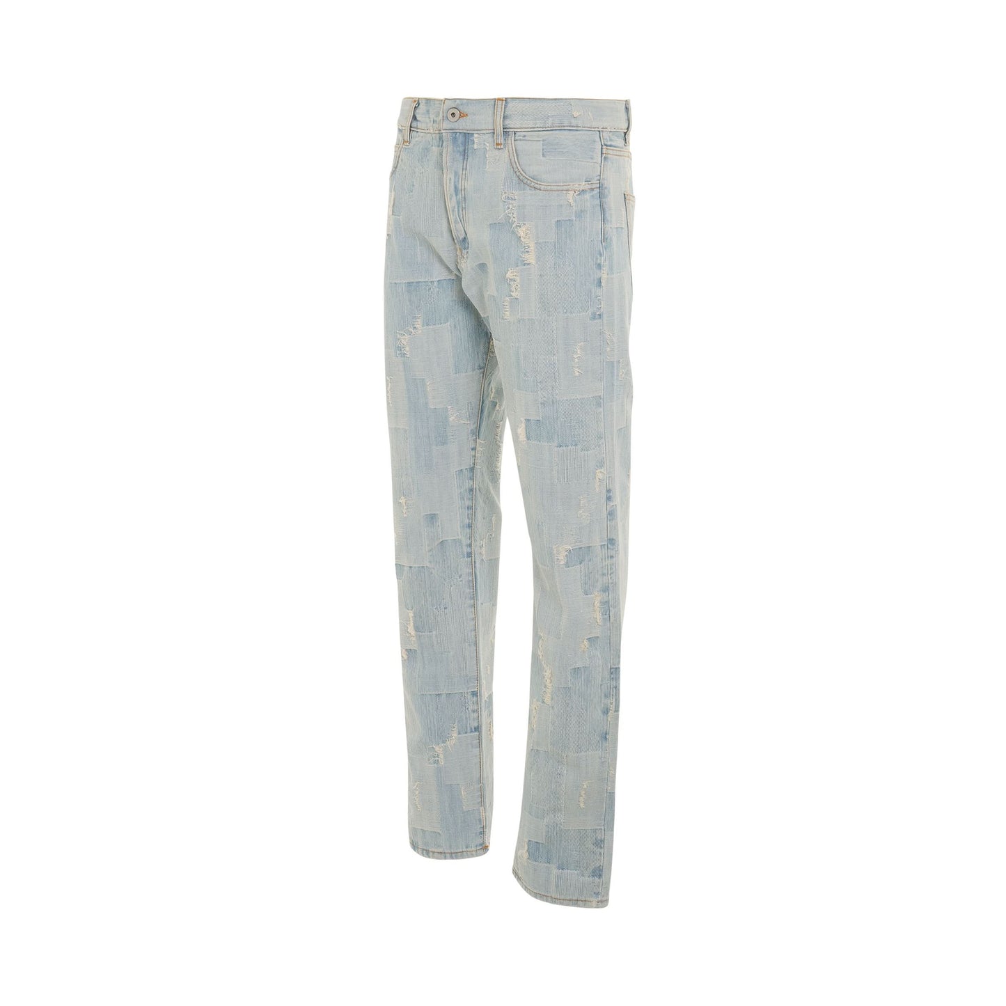 Cross Print DNM Straight Pant in Light Blue