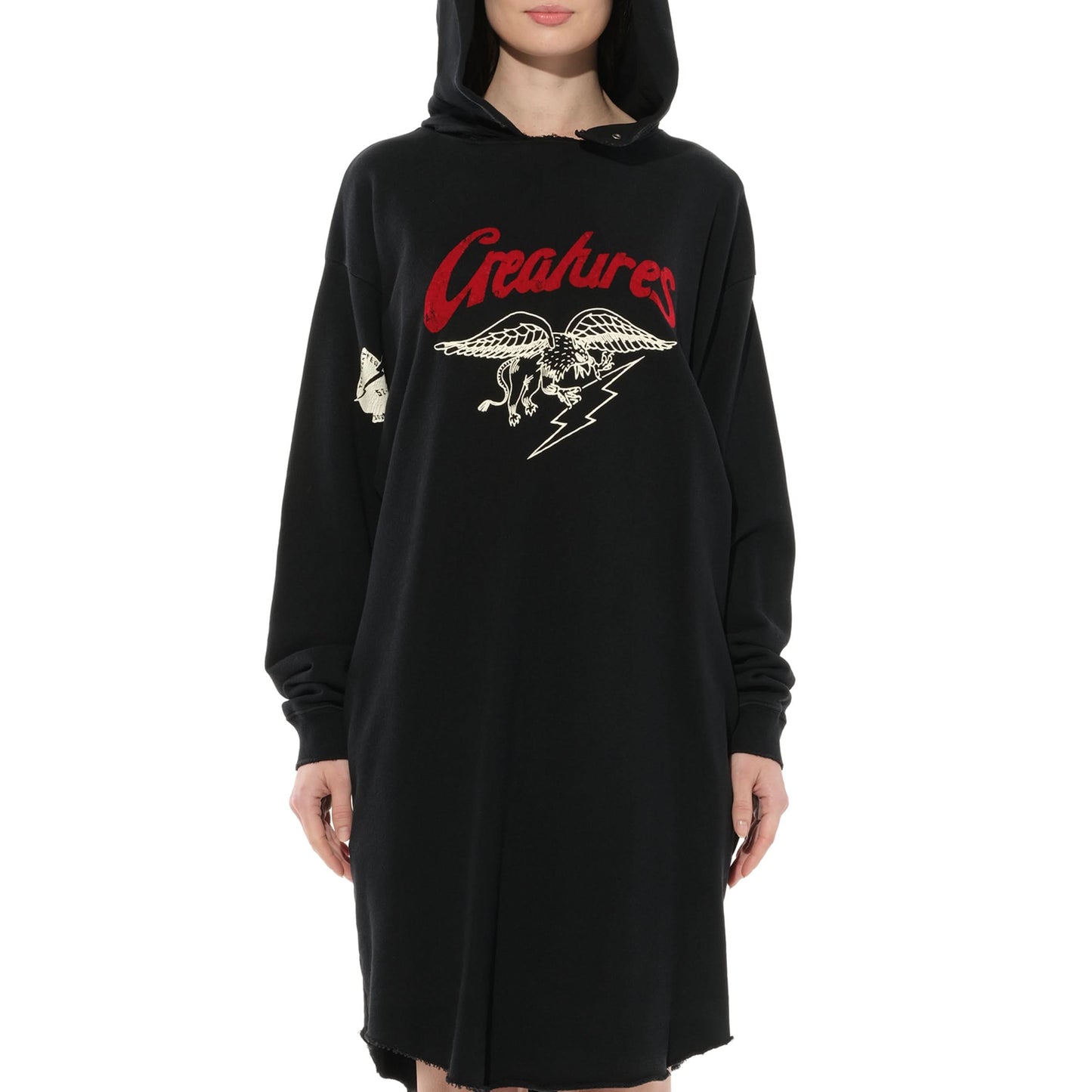 Creatures Hooded Dress in Black