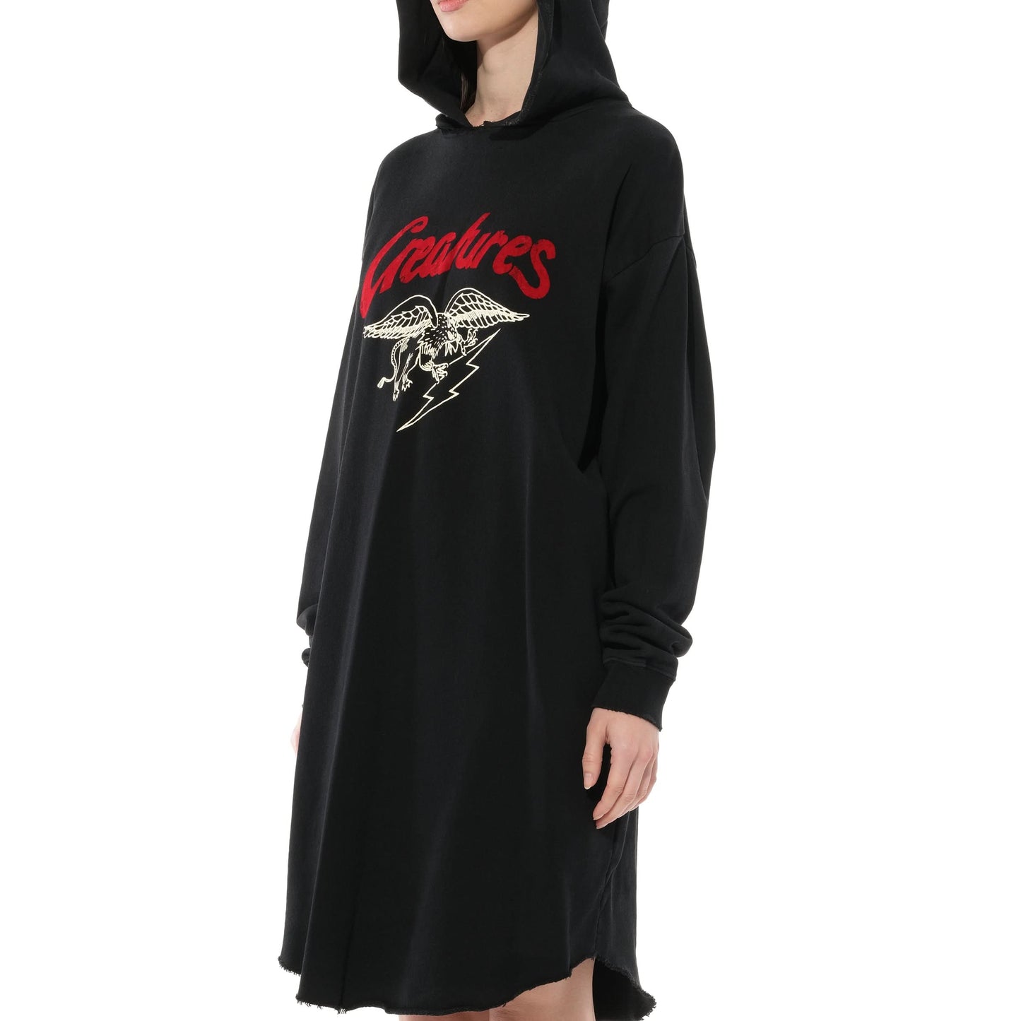 Creatures Hooded Dress in Black