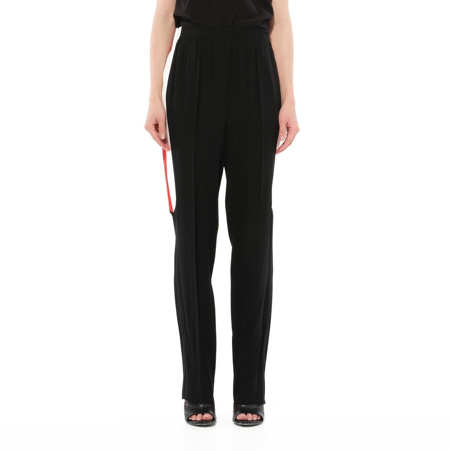 Crepe Satin Fit Pants in Black