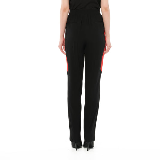 Crepe Satin Fit Pants in Black