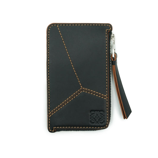 Puzzle Stitch Coin Cardholder in Black