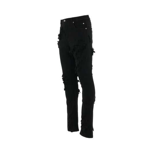 DRKSHDW Detroit Cut Slash Stretch Denim Pants in Black