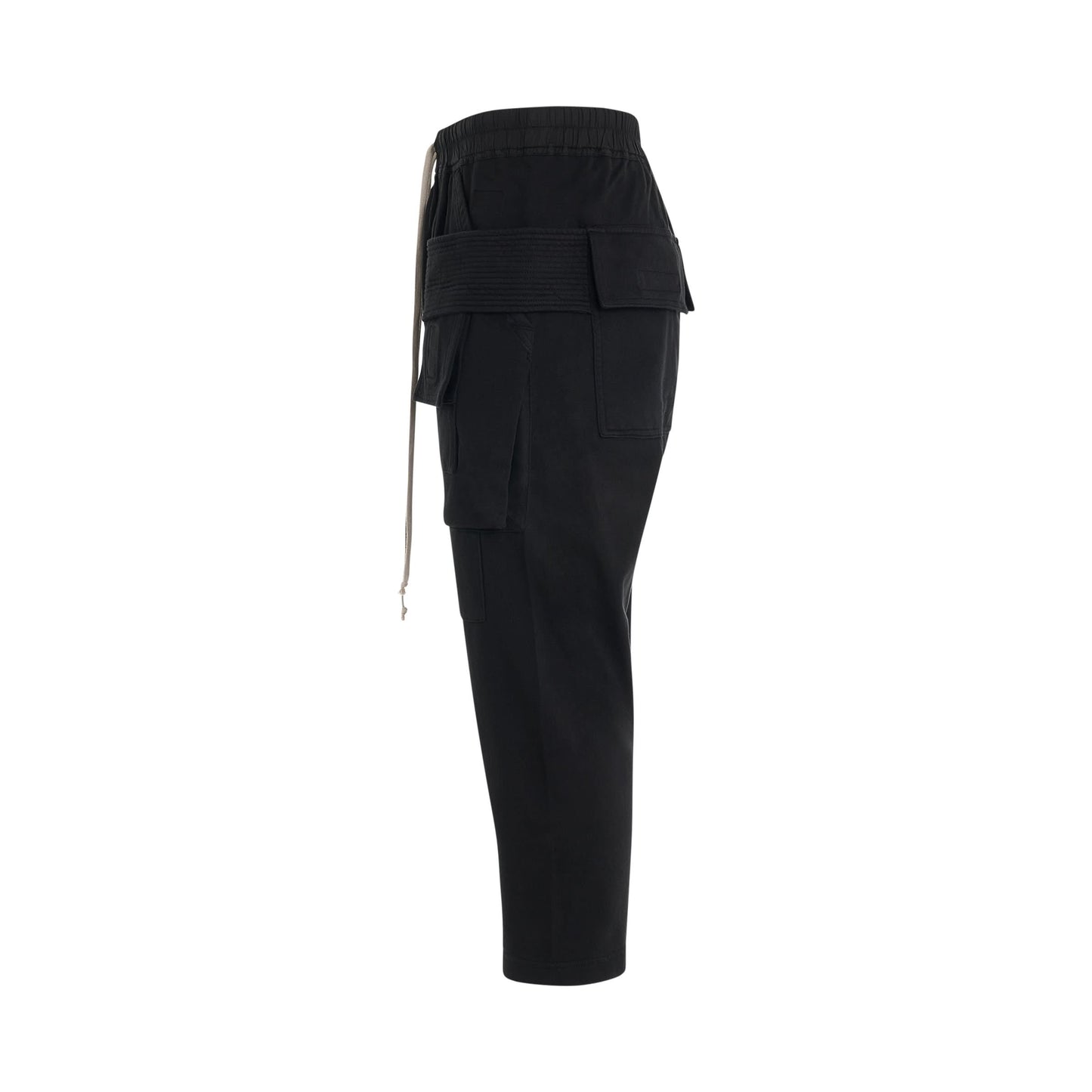 Men Cargo Cropped Drawstring Pants in Black