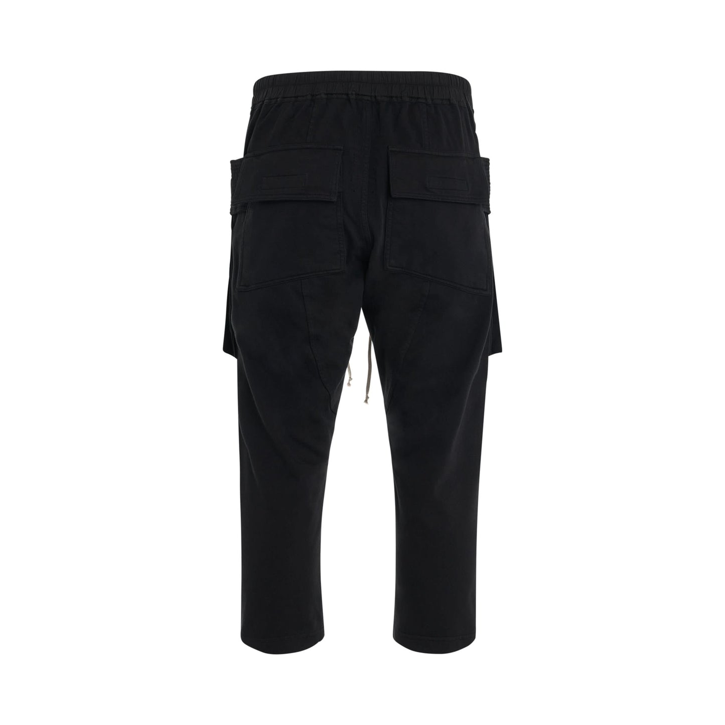 Men Cargo Cropped Drawstring Pants in Black