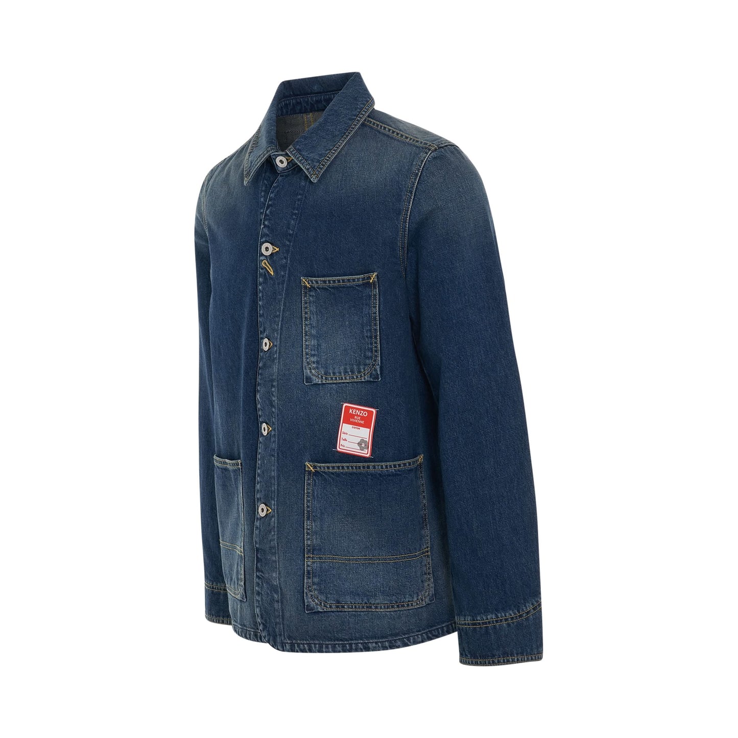 Workwear Denim Jacket in Dark Stone Blue Denim