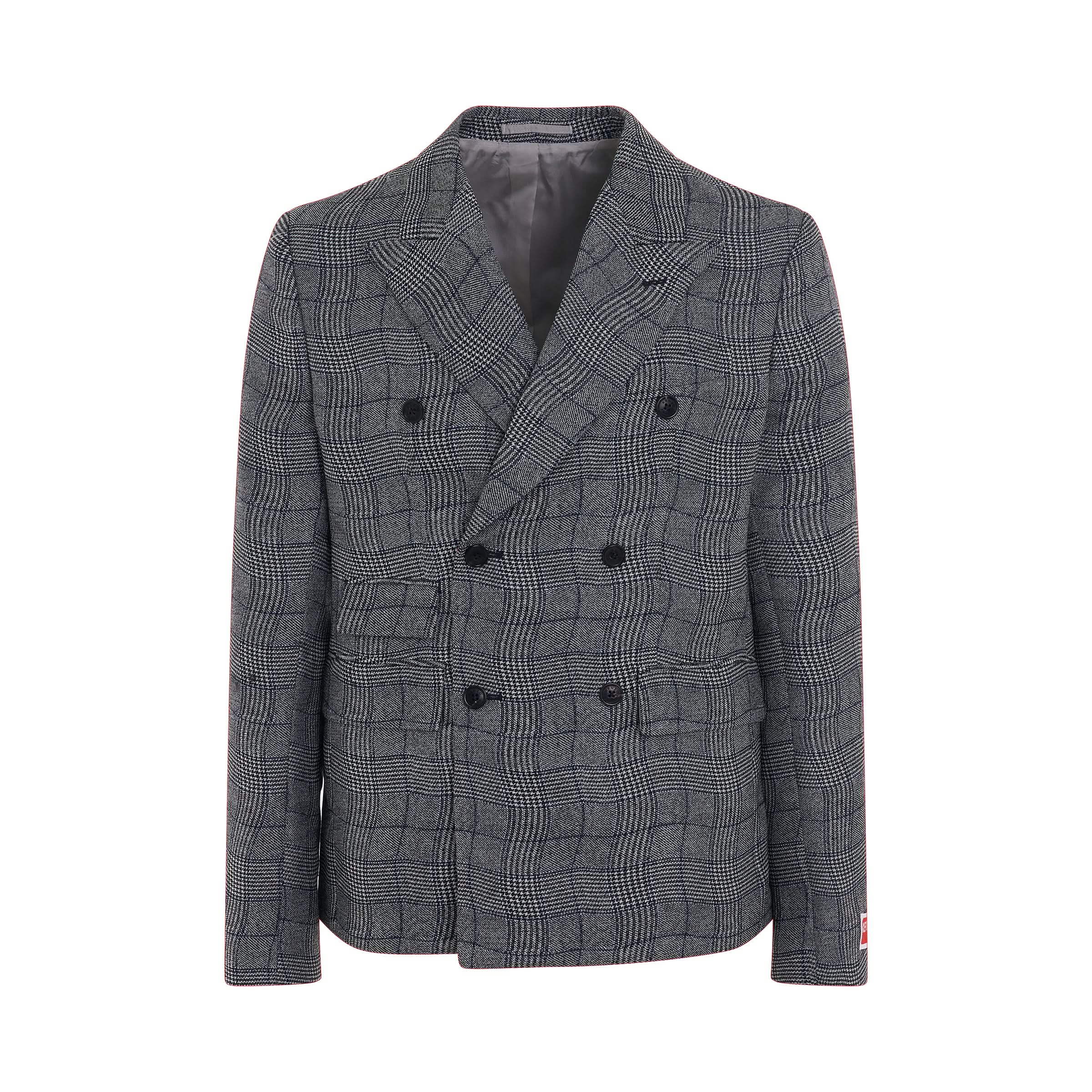 Wavy Check Suit Jacket in Black