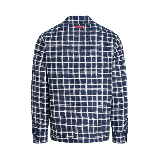 Kenzo Check Jacquard Overshirt in Midnight Blue